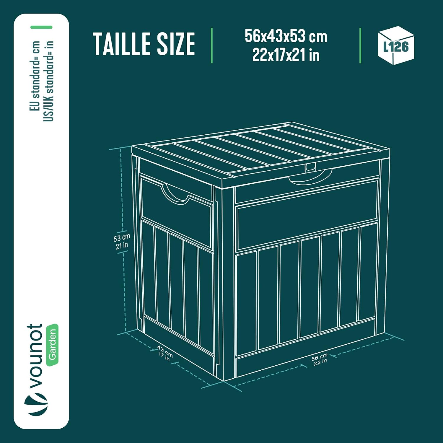  Vounot® Coffre De Rangement Extérieur 126L Boîte De Jardin Étanche Anti UV Couvercle Verrouillable Avec Poignées Encastrées 56 X 43 X 53 Cm Pour Jardin Terrasse Balcon Piscine Effet Polyrotin Marron