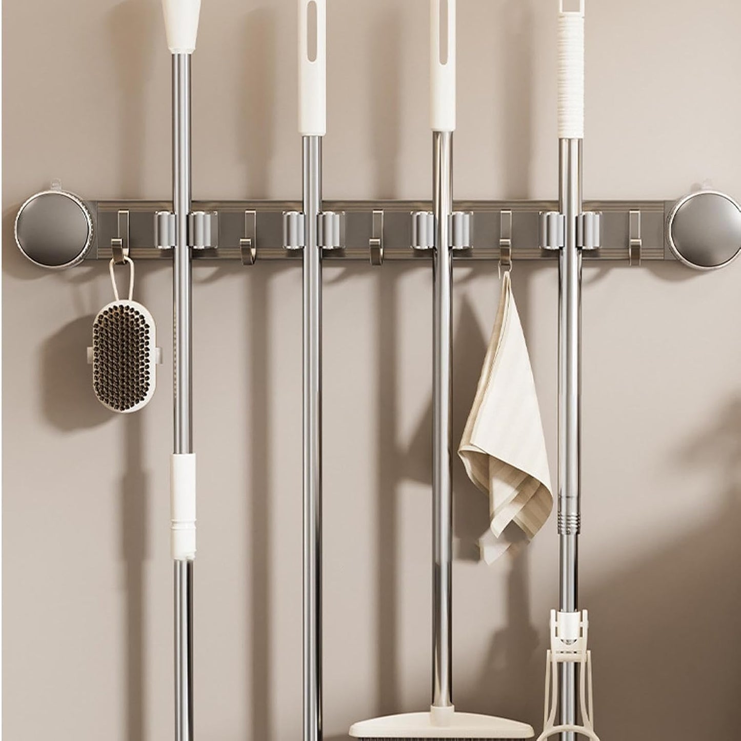  Support Serpillère Mural | Rack Mural Utilitaire Ventouse Robuste Et Antirouille - Organisateur D'Outils De Nettoyage Domestique - Pour Maison, Bureau, Appartement, Chambre, Salon Et Salle De Bain