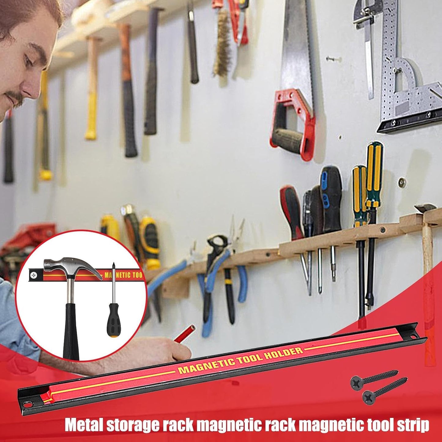  Organiseur Magnétique Pour Outils, Support Mural De Grande Capacité, Barre En Métal Pour Garage, Atelier, Organisateur Peu Encombrant Pour Atelier De Réparation Automobile