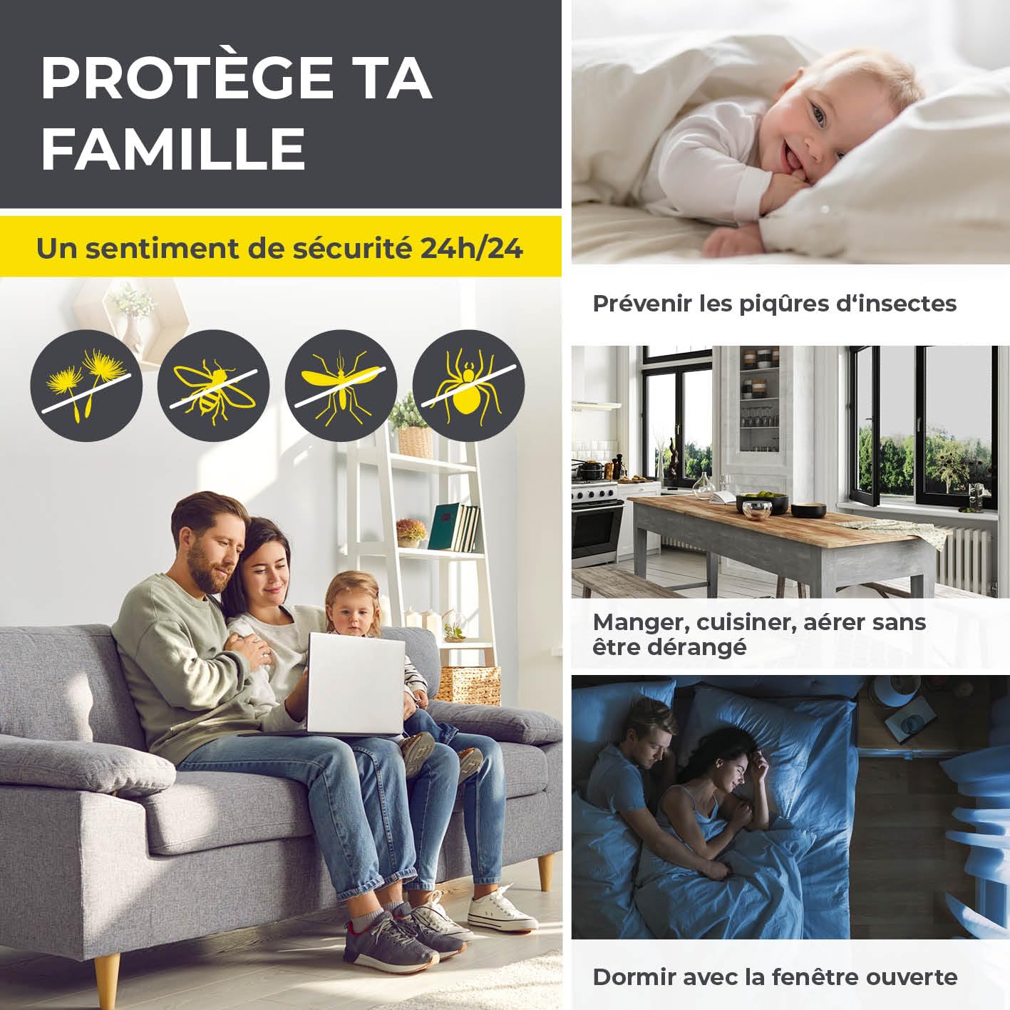  EASYmaxx Moustiquaire De Fenêtre Avec Protection Contre Le Pollen & Magic Click | Peut être Découpée Pour Des Fenêtres Jusqu'à 150x130cm | Montage Facile Avec 12 Aimants - Pas De Perçage [2 Pièces]