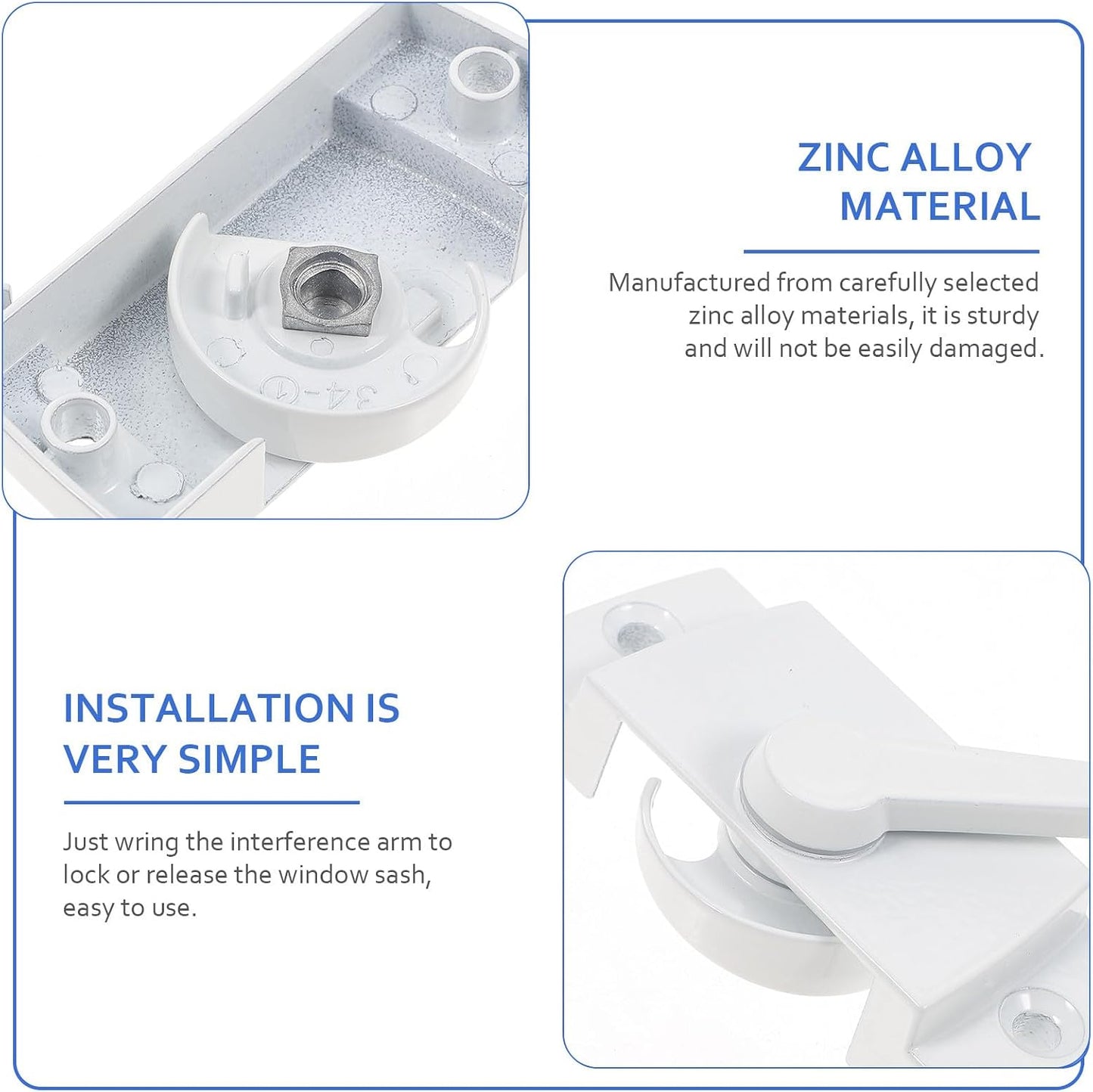  Ciieeo Verrous De Fenêtre à Sécurité En Alliage De Zinc Garçon Et Filles 4 Pcs Loquets De Verrouillage Pour Fenêtres Coulissantes Horizontales