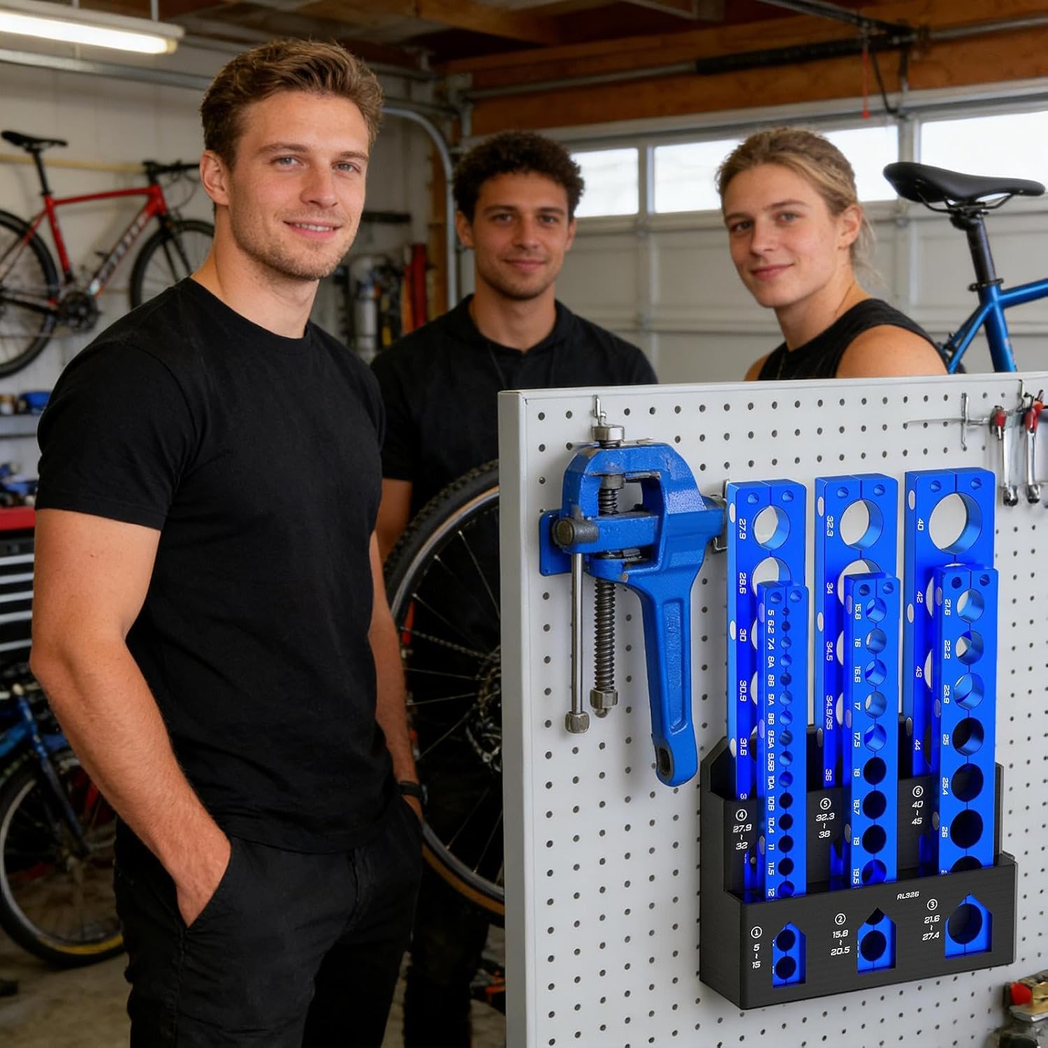  Générique Support Mural Pour Vélo - Support Mural 6 Emplacements Pour Vélo Et établi,Organisateur D'outils Pour La Menuiserie | Pour Garage, Atelier, Remise, Établi, Panneau Perforé