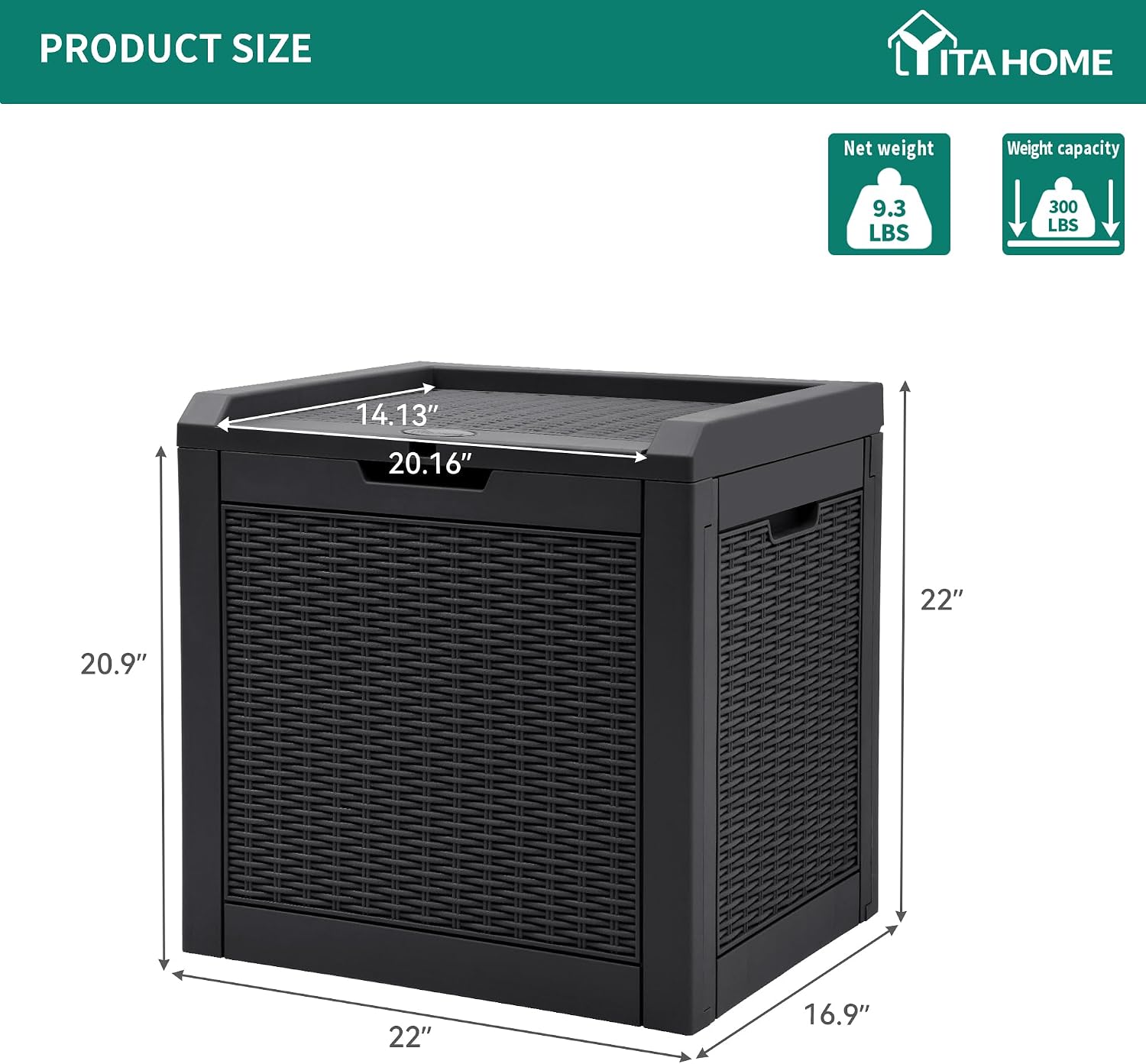  YITAHOME Boîte De Rangement D'extérieur En Rotin De 118 L, Boîte De Terrasse En Résine Imperméable Avec Couvercle Et Poignées Verrouillables, Rangement De Jardin Toutes Saisons Pour Coussins