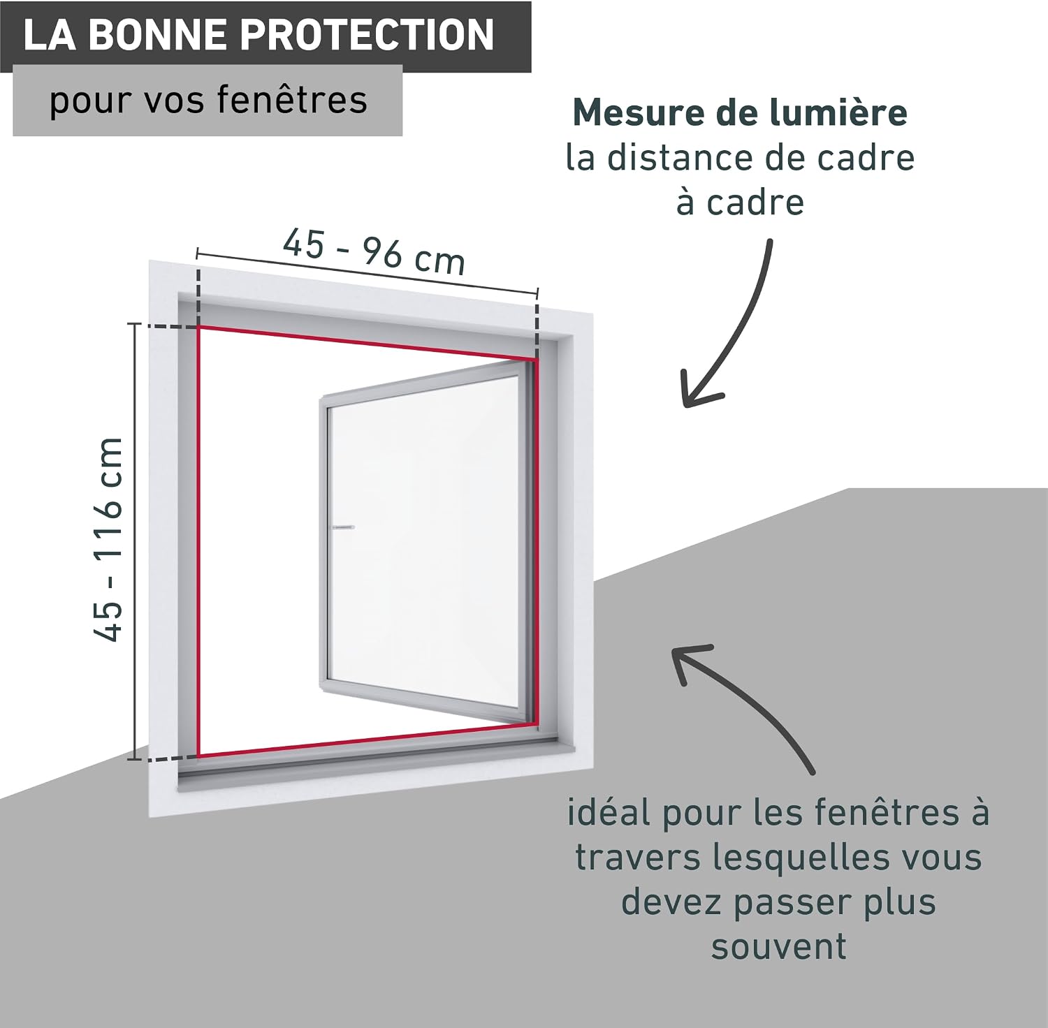  Windhager Expert 03242 Ultra Flat Moustiquaire Pour Fenêtre Moustiquaire Protection Mosquito Kit Auto-Assemblage Blanc 100 X 120 Cm