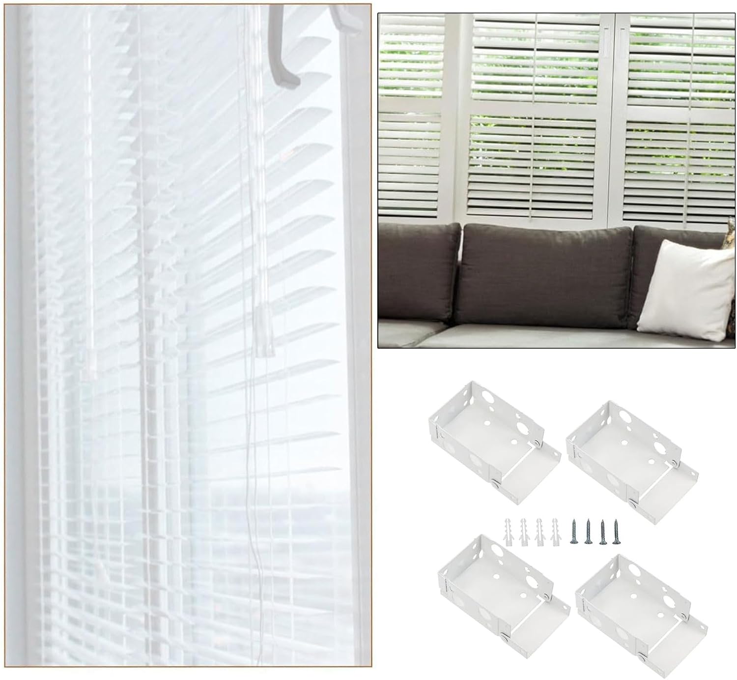  Supports De Traitements De Fenêtre Blancs 4 Pièces, Matériel De Rideau De Fenêtre Pour Une Installation Facile Et Une Durabilité Stable, Supports De De Stores Enrouleurs