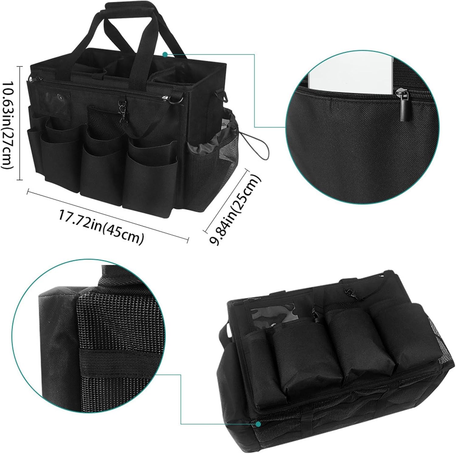  Générique Sac De Ménage,Sac Plébiable Pour Ménage - Porte-Outils Mesh Respirant Imperméable Avec Poignée Bretelle Pour Chiffons Époussetage Cuisine