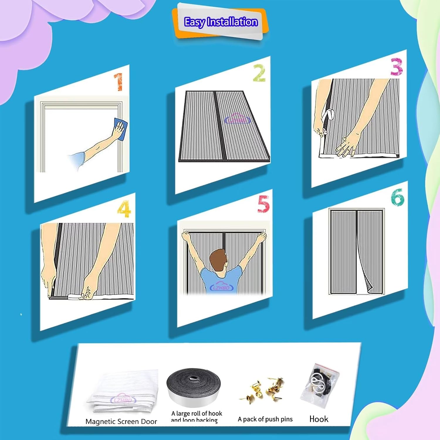  Magnetic Window Insect Screen 90 X 65 Cm, Durable Polyester Mesh Anti-Mosquito Window Curtain With Full Frame Magic Tape And Powerful White Magnets Upgraded Version