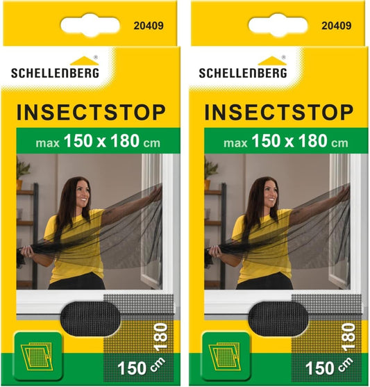  Schellenberg 20409 Mosquito Net For Windows, Can Be Cut To Size With Self-Sealing Tape, 150 X 180 Cm, Anthracite (Pack Of 2)