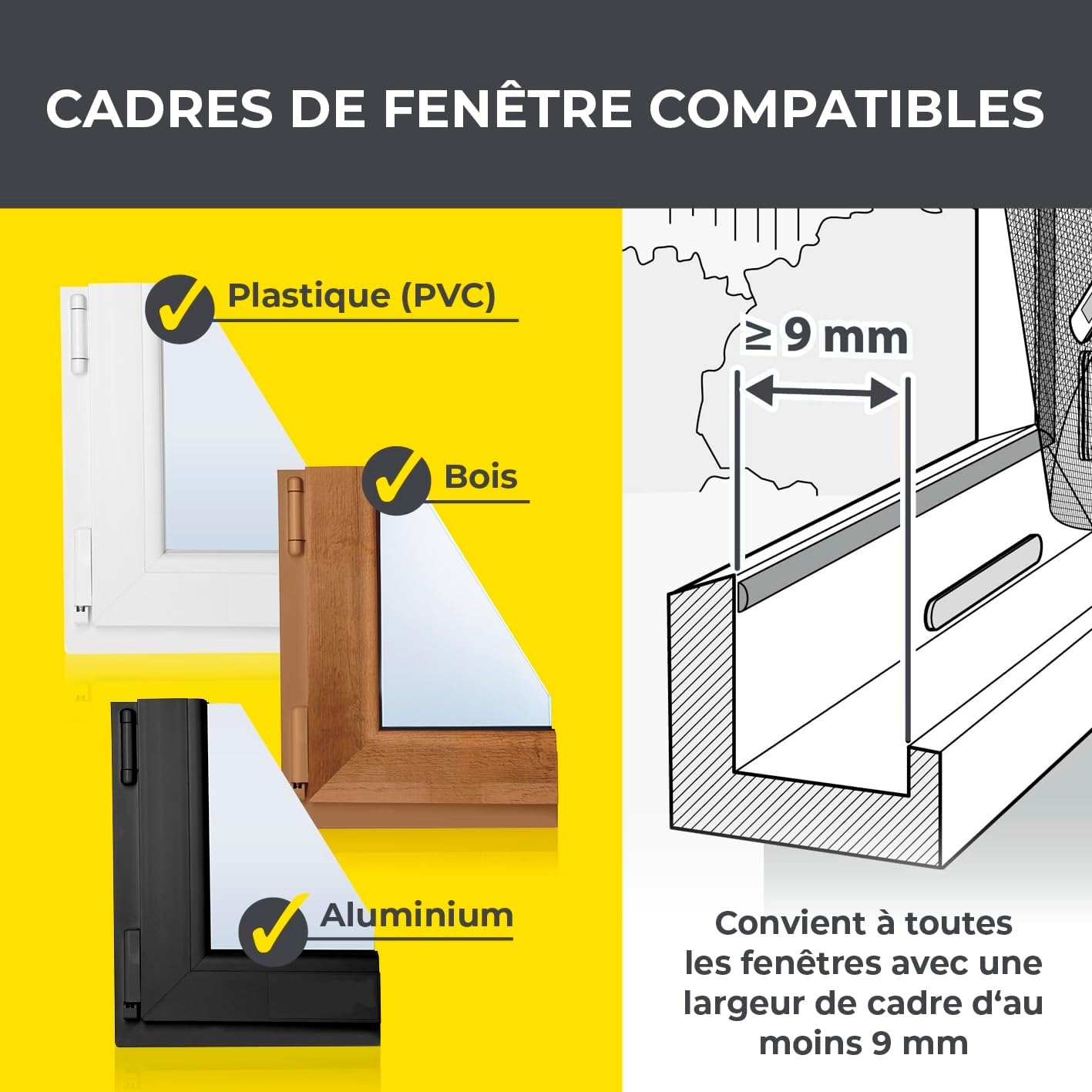  EASYmaxx Moustiquaire De Fenêtre Avec Protection Contre Le Pollen & Magic Click | Peut être Découpée Pour Des Fenêtres Jusqu'à 150x130cm | Montage Facile Avec 12 Aimants - Pas De Perçage [Anthracite]