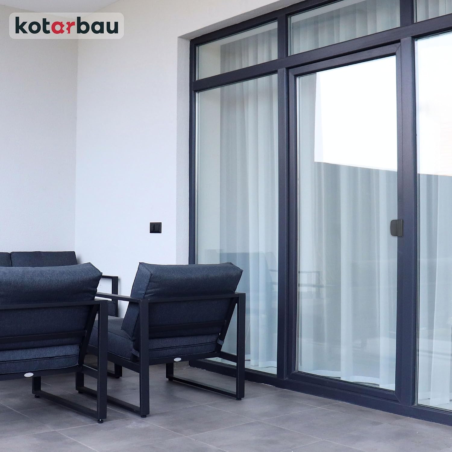  KOTARBAU® Loqueteau De Porte De Balcon Pratique - Anthracite - Sûr Pour Fumeurs - Pour Terrasses - Poignée De Fermeture Universelle