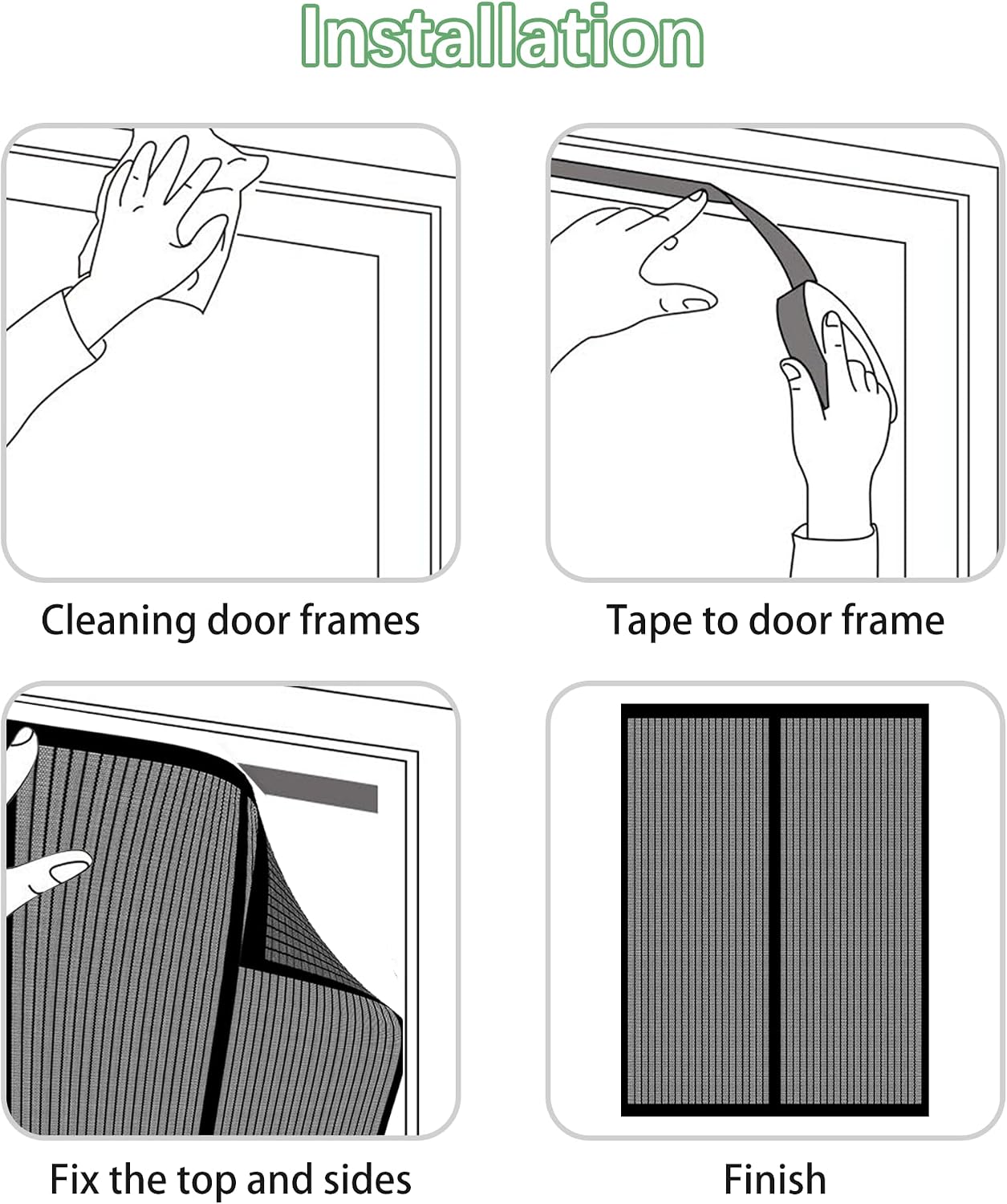  Mosquito Net Window 192 X 192 Cm Anti-Mosquito Door Curtain Automatic Closure Magnetic Seal For Balcony, Basement, Terrace Doors, Black