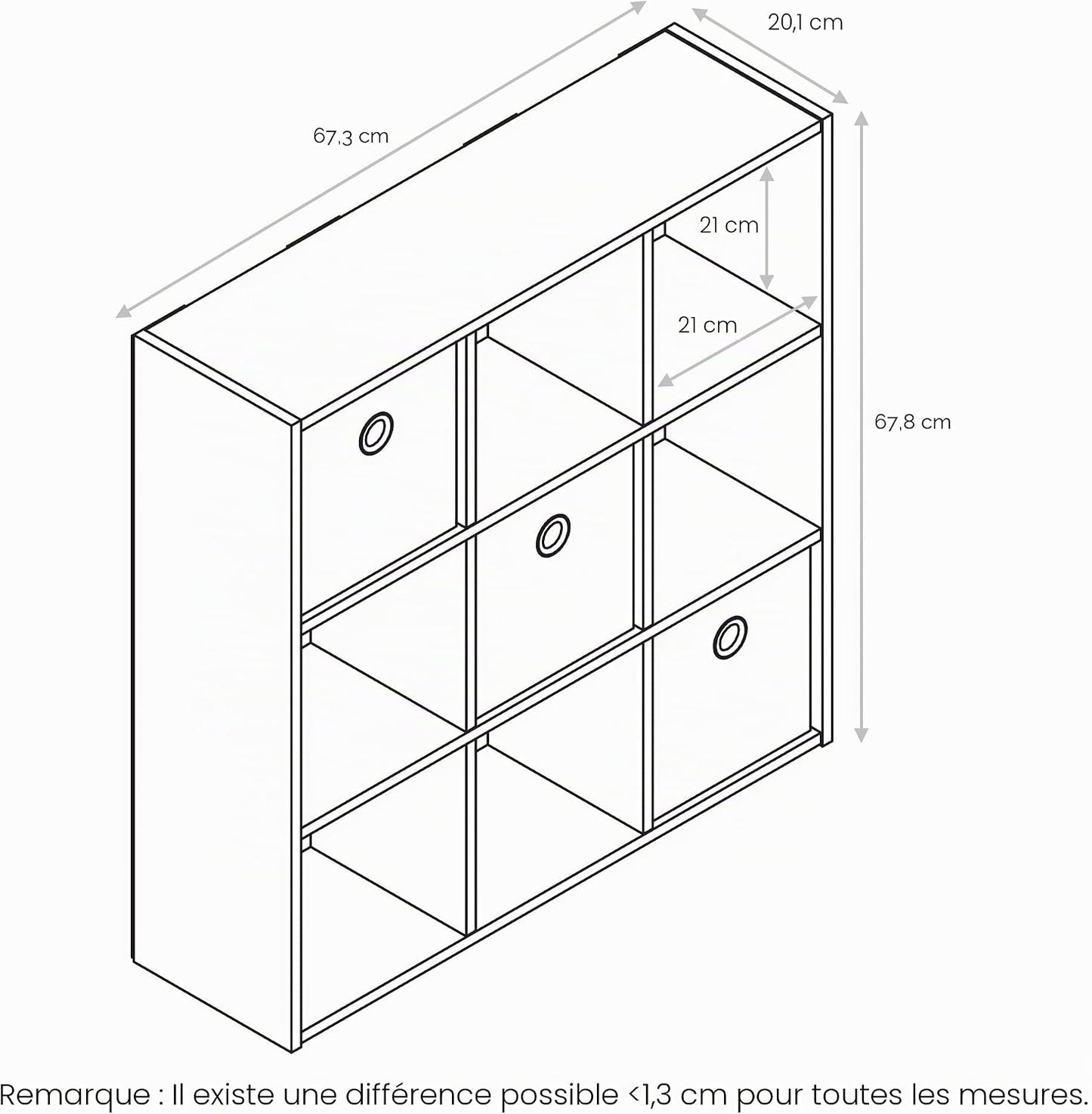  Furinno 13207EX/BK Simplistic Organisateur à 9 Cubes Avec Bacs, Expresso / Noir