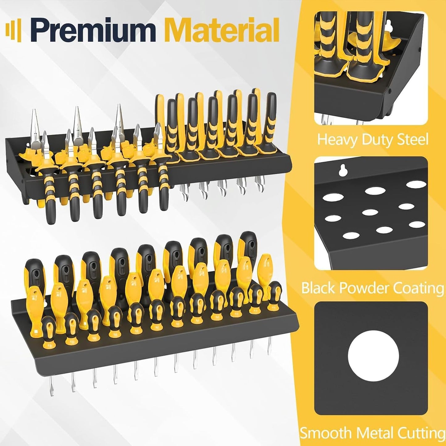  Screwdriver Storage Rack - 2 Piece Wall Mounted Organizer | Heavy Duty Tool Holder For Pliers, Multifunctional Storage Solution For Repair Workshops Garages E