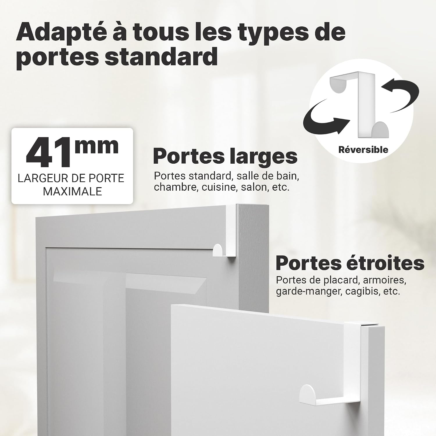  Minismus Ensemble De 4 Porte Crochet – Accroche-Porte Inoxydable, Utilisables Individuellement – Torchon, Manteau, Sac, Porte D’Armoire, Placard De Cuisine Accroche (Blanc)