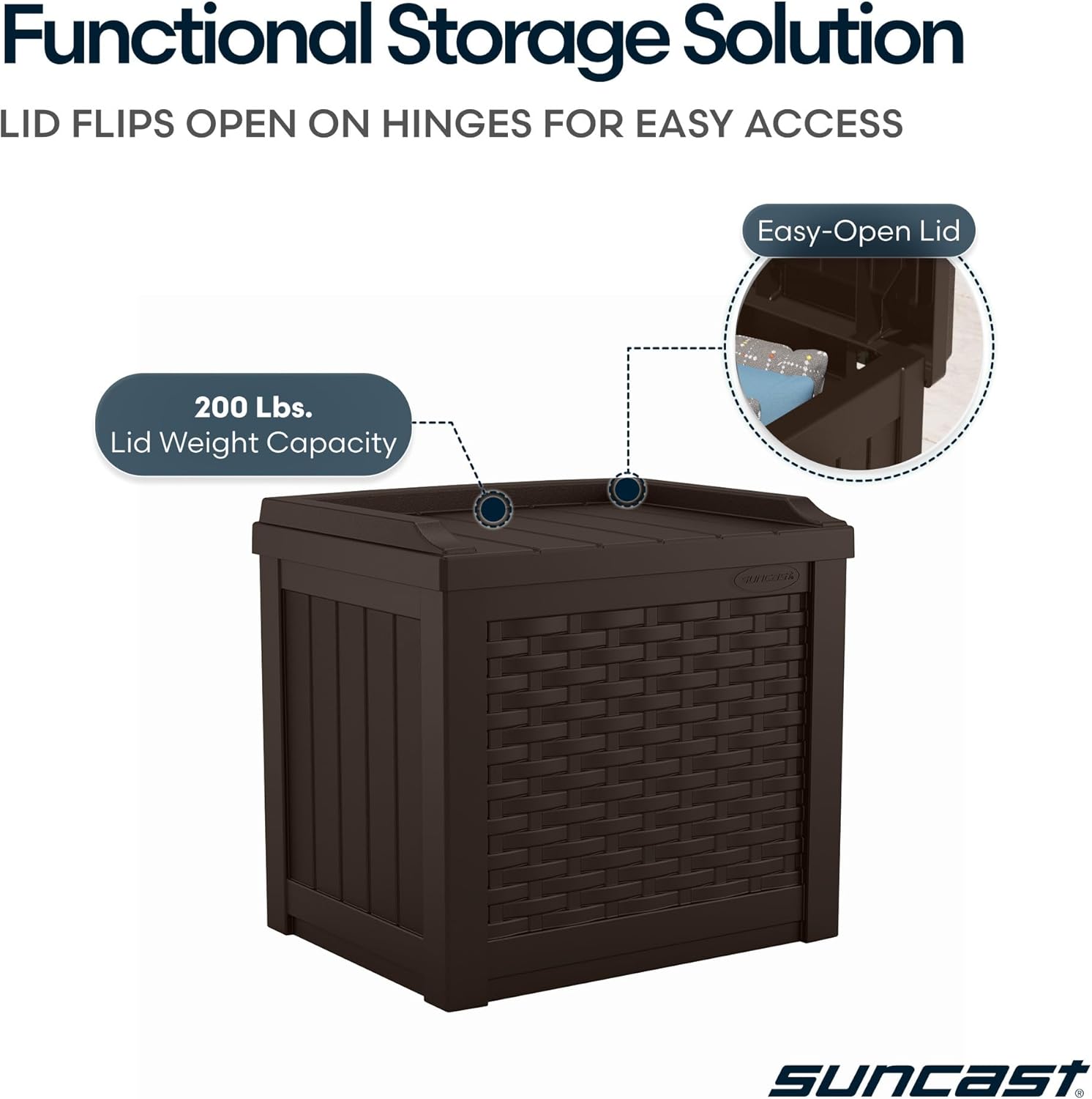  Suncast SSW600J Siège De Rangement 22 Gallon Deck Box