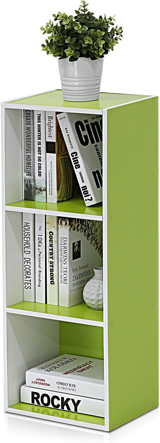  Furinno Luder Bibliothèque Etagère De Rangement Ouverte à 5 Cubes, Blanc/Bleu Clair