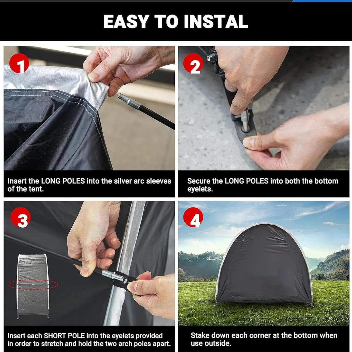 GENERIC Abri à Vélos De Qualité Supérieure - Lot De 2 Abris à Vélos Imperméables Pour Le Rangement Extérieur, Conception Modulable, Protection Durable Pour Vélos, Couleur Argentée, Résistant Aux Int