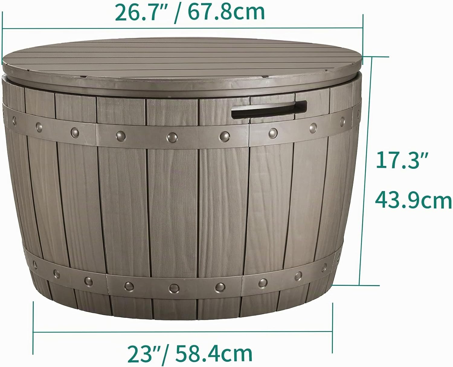  YITAHOME Coffre De Rangement Ronde De 127L, Boîte De Rangement Extérieure Pour Coussin De Table De Patio, Accessoires De Piscine, Résine Imperméable Et Montage Facile Léger, Marron Clair