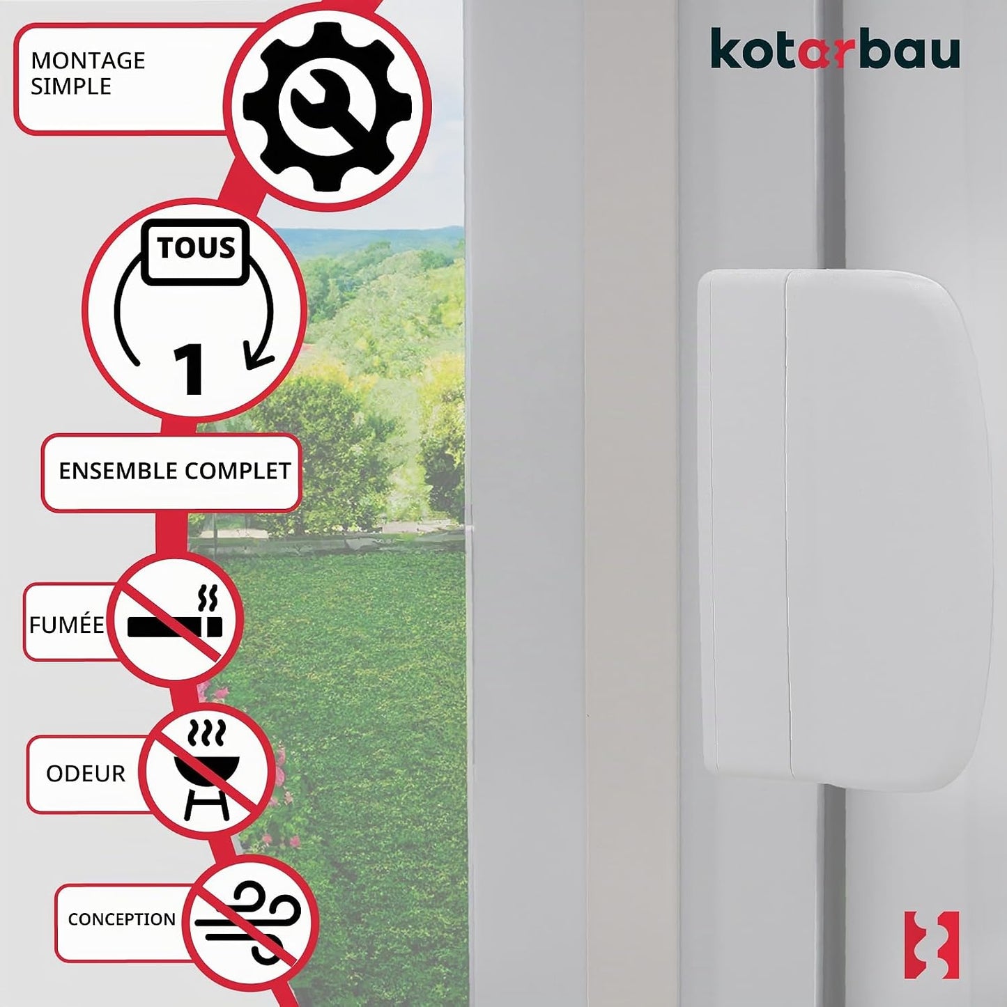  KOTARBAU Loqueteau De Porte De Balcon Pratique - 6 Couleurs Différentes - Sécurité Fumeur - Poignée De Porte De Balcon Universelle - Blanc