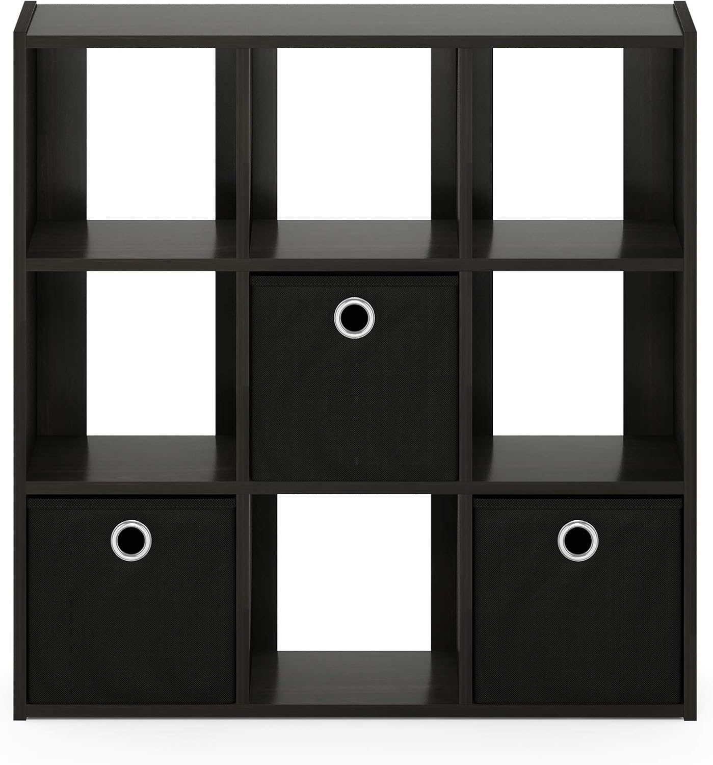  Furinno 13207EX/BK Simplistic Organisateur à 9 Cubes Avec Bacs, Expresso / Noir