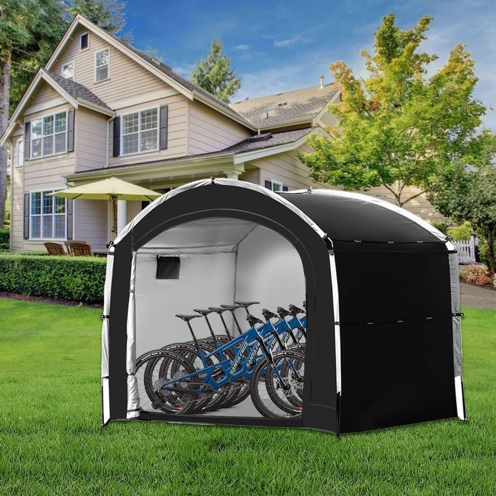 Abri De Rangement Pour Vélo, Abri De Rangement Portable Extérieur Pour Vélo Avec Tissu Oxford 210D PU4000 Imperméable Pour 2/3/4/6/8 Vélos, Abri Pour Moto, Outils De Jardin, Jouets, Pelouse
