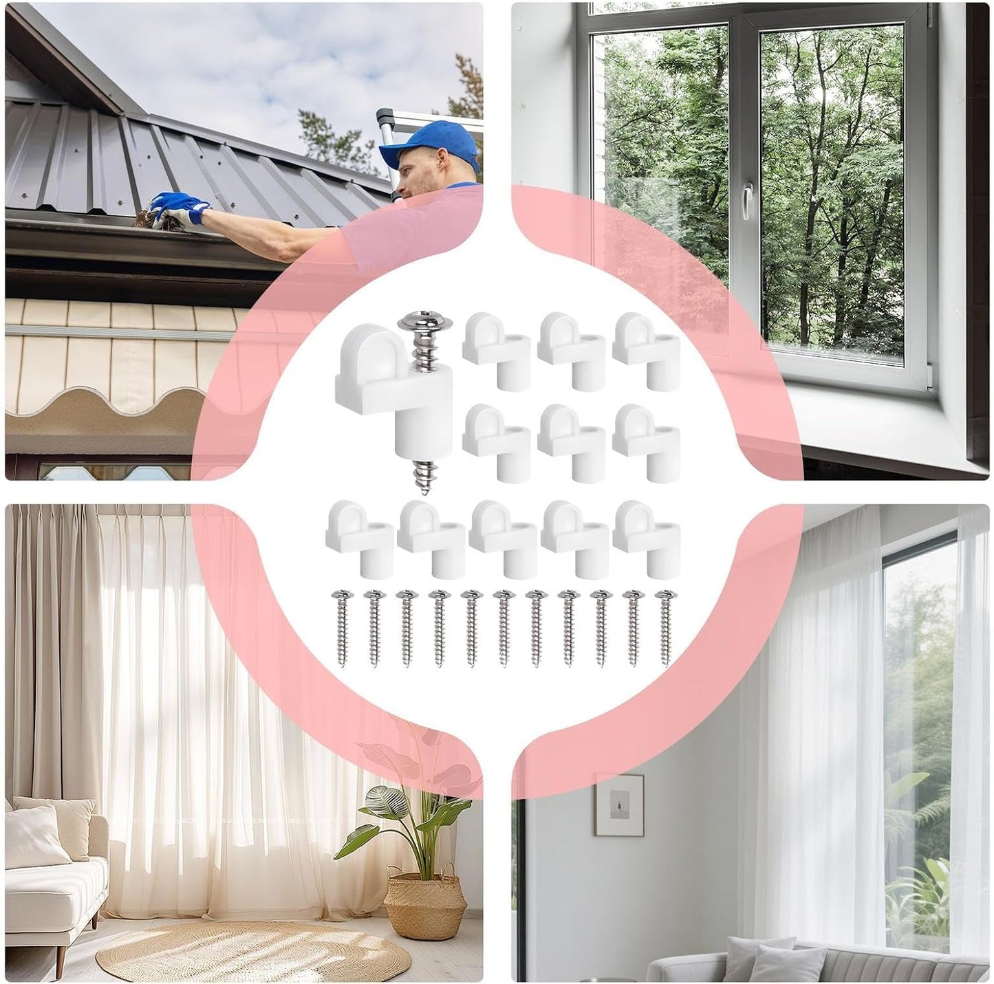  Agrafes De Fixation Pour Moustiquaires | Quincaillerie De Fixation De 9,5 Mm - 12 Pièces Accessoires De Support Pour écran De Fenêtre - Pour Maison, Maison De Campagne, Salon, Chambre à Coucher