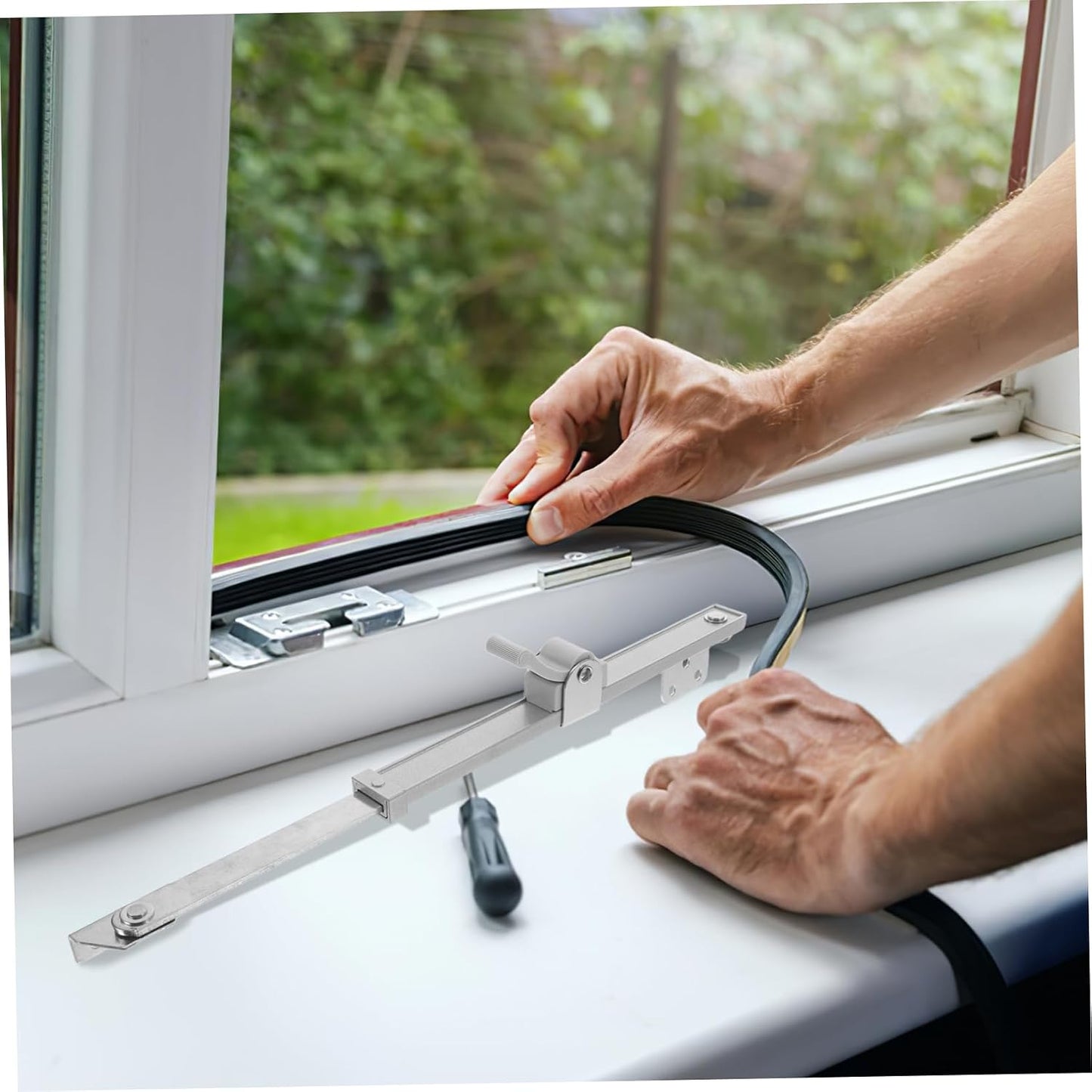  Jojofuny Tige Télescopique Support De Fenêtre Réglable En Alliage D'aluminium Pour Fenêtre Argenté Renfort Anti-vent, Installation Facile Pour Maison Et Bureau