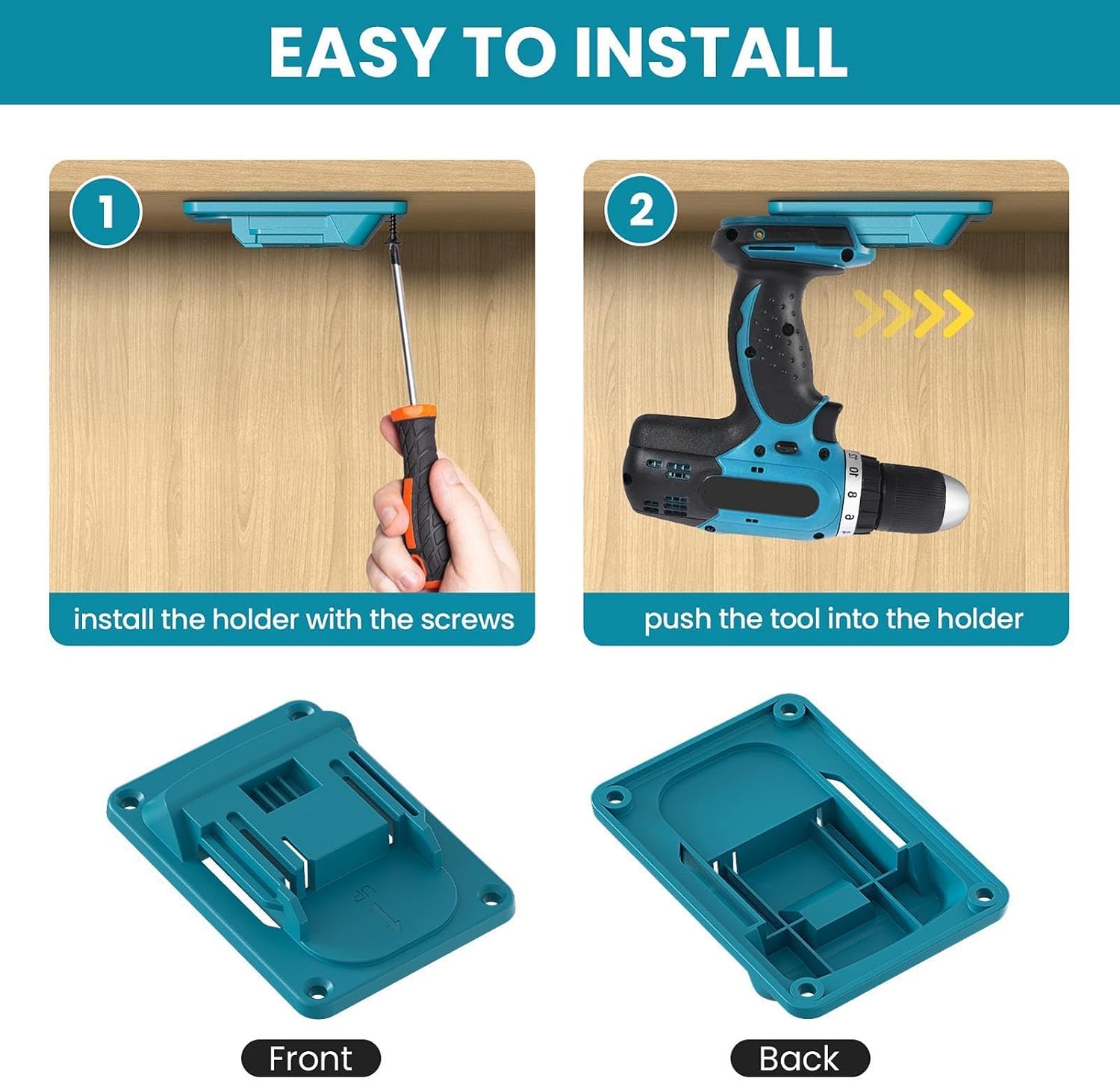 Support De Perceuse – Porte-outils électriques Robuste | Support De Fixation Pour Perceuse électrique, Fixation Murale, Organiseur Pour Outils Sans Fil 18 V 14,4 V | ABS 8,1 X 11,4 Cm | Rangement