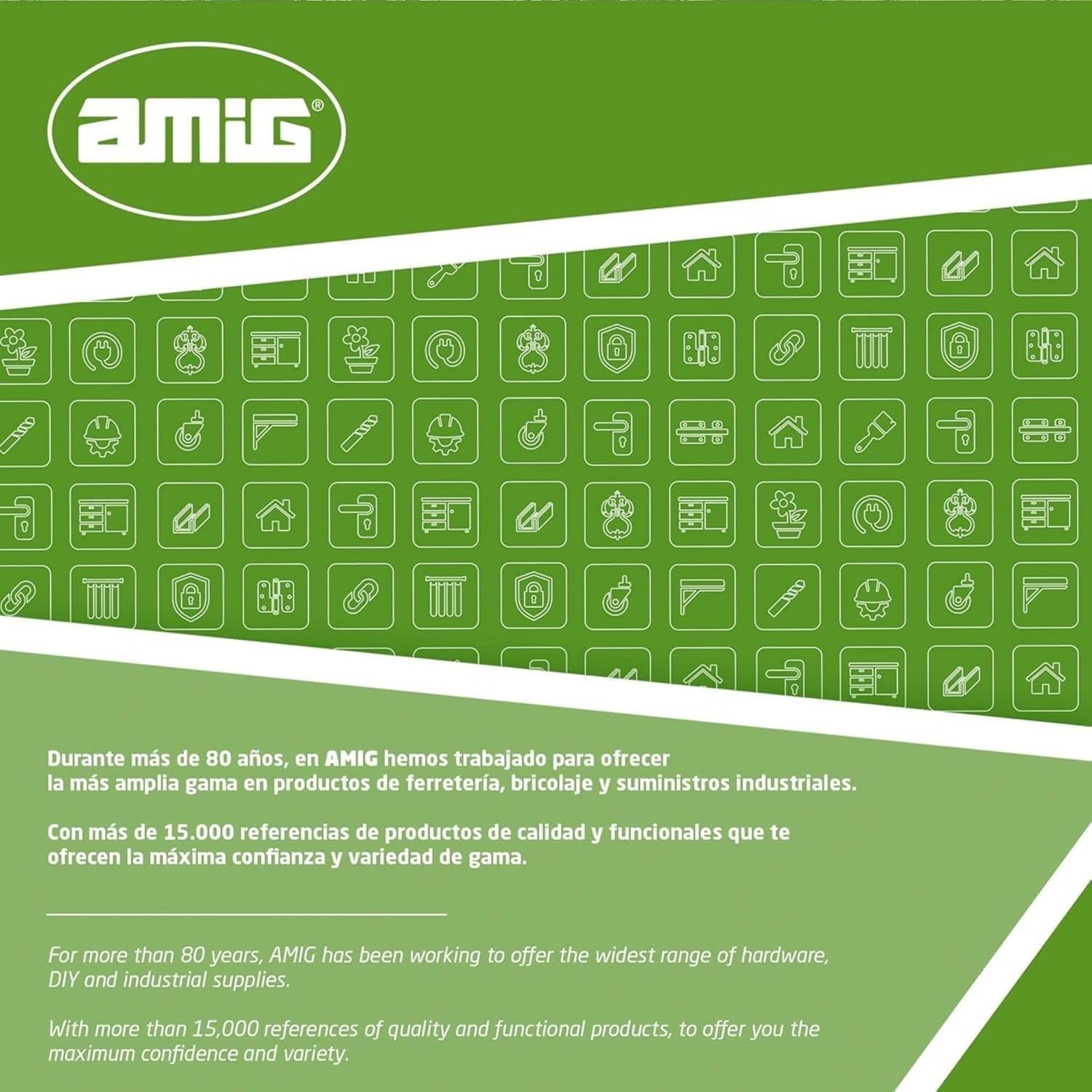  Amig - Security Lock For Sliding Windows Mod.45 | Zip Lock With 2 Keys + Lag Screws For Installation | Made Of Steel With White Finish | Dimensions: 53 X 23 Mm