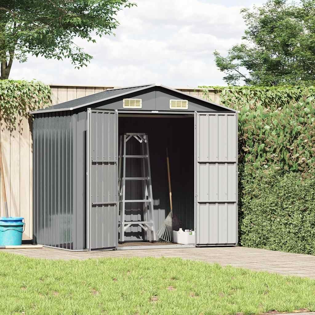  Abri De Jardin Vert En Métal Galvanisé 205x129x183 Cm, Cabanon De Rangement Pour Outils Et Mobilier Extérieur Avec Ventilation Et Portes Doubles
