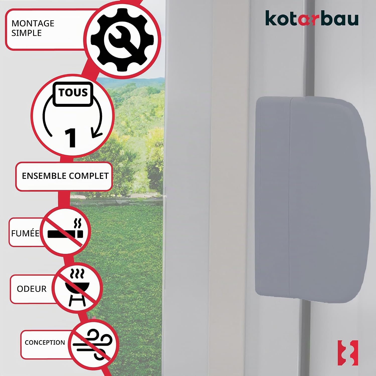  KOTARBAU® Loqueteau De Porte De Balcon Pratique - Anthracite - Sûr Pour Fumeurs - Pour Terrasses - Poignée De Fermeture Universelle