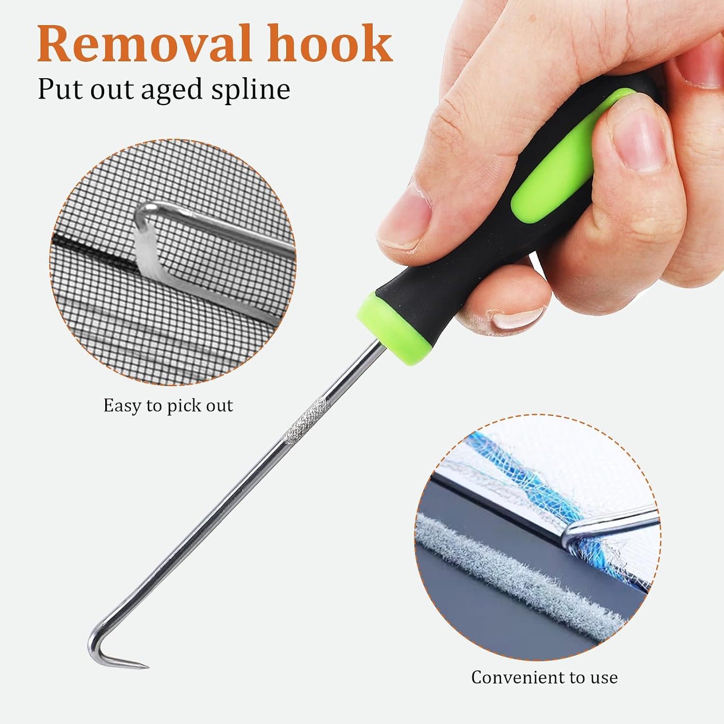  Artibetter Kit De Réparation Pour Moustiquaire Rouleau Ergonomique En Bois Et Métal, Outil à Rouleau Vert Pour Écrans De Porte Et Fenêtre, Accessoire Pratique Pour Boîte à Outils Maison