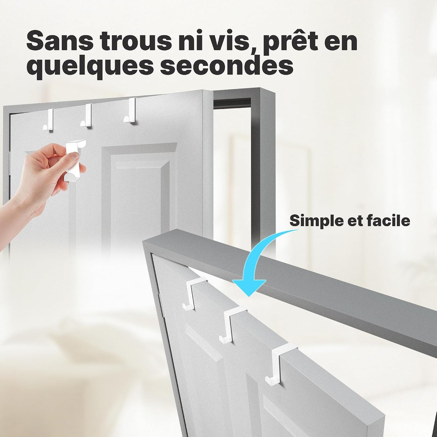  Minismus Ensemble De 4 Porte Crochet – Accroche-Porte Inoxydable, Utilisables Individuellement – Torchon, Manteau, Sac, Porte D’Armoire, Placard De Cuisine Accroche (Blanc)