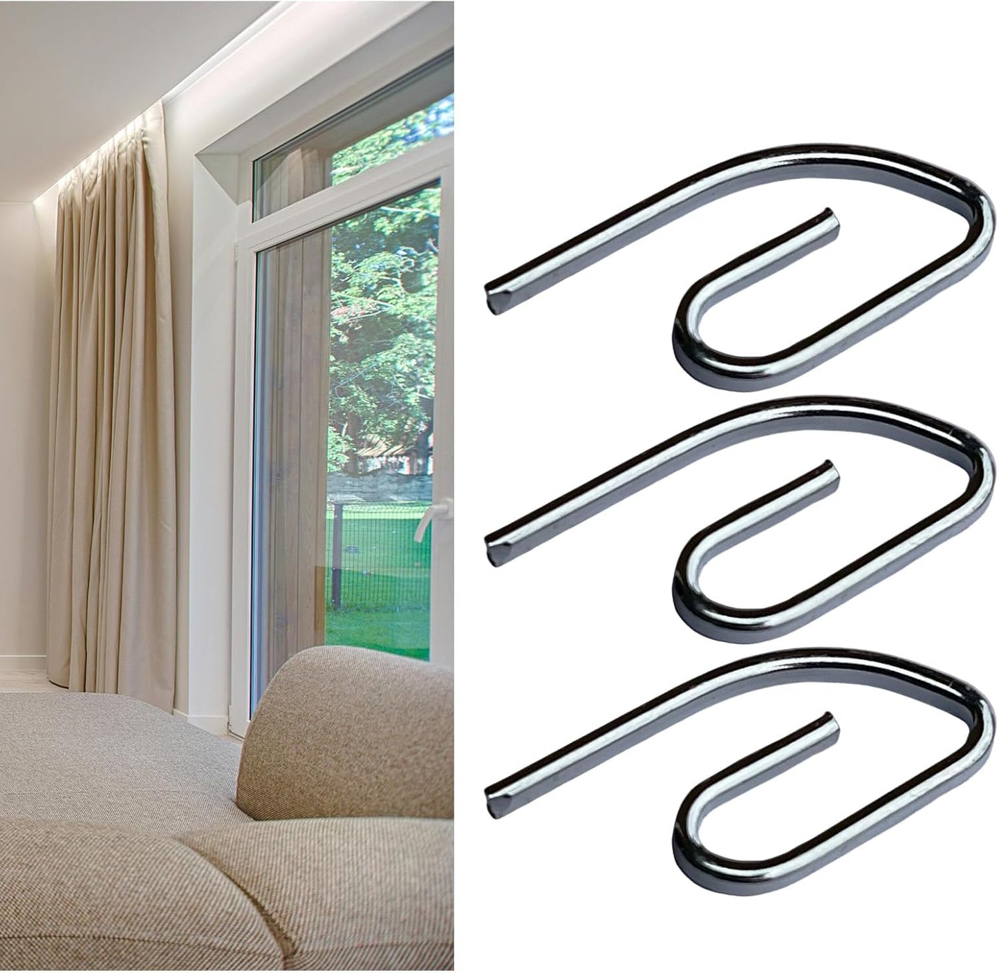  Lot De 50 Crochets En Métal Robuste Haute Performance Pour Rideaux Portables Pour Les Amateurs De Maison Et Les Décorateurs D'intérieur, Quincaillerie De Fenêtre De Bureau