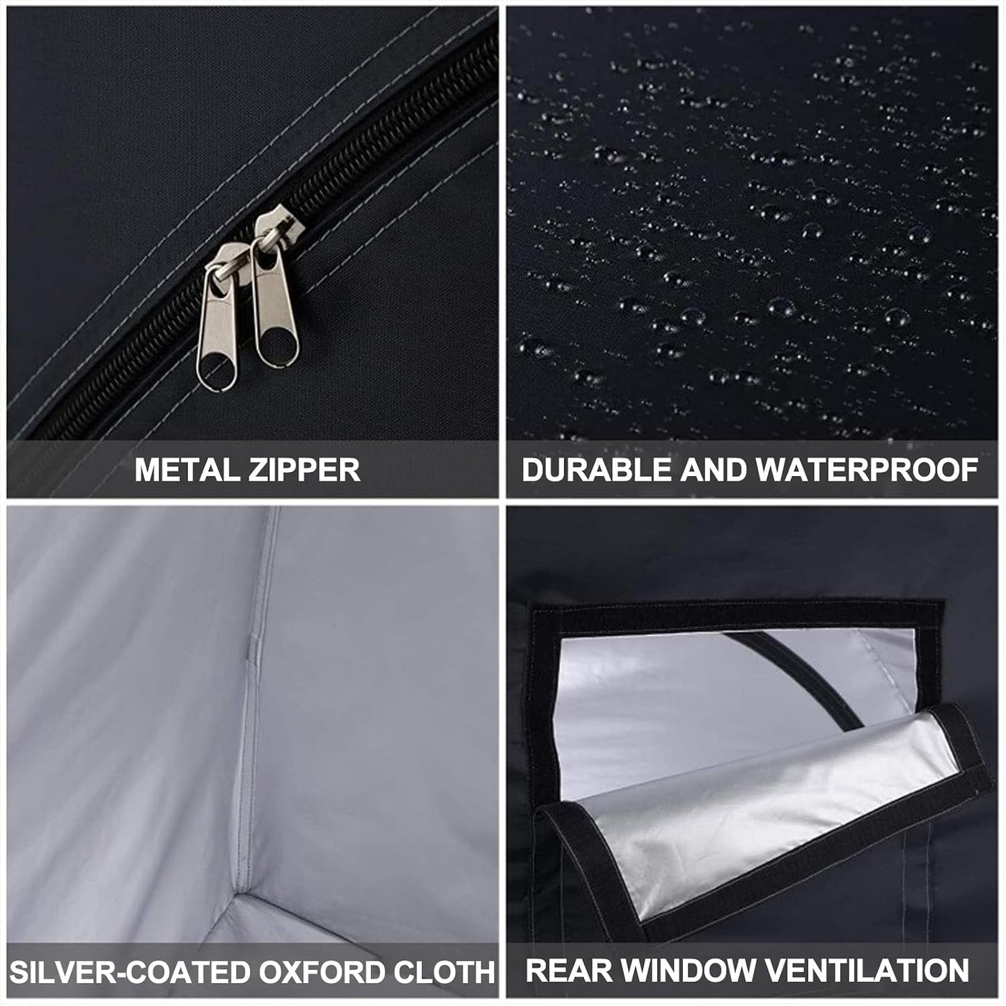  Tente De Rangement Extérieur Imperméable, Abri Pour Vélos Et Motos Avec Fermeture Éclair Métal & Fenêtre D'Aération, Protection Tout Temps Pour Outils De Jardin(Brown)