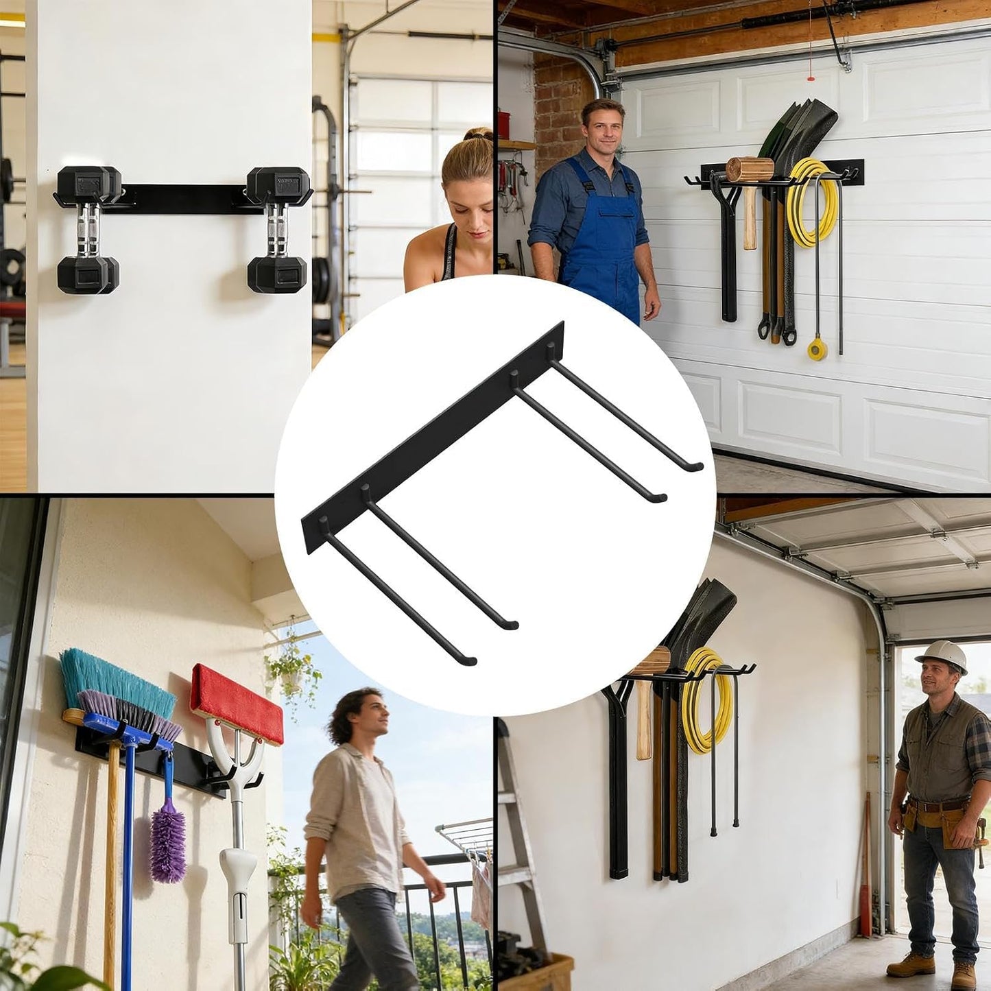  Generico Organisateur D'équipements De Garage Mural – Organisateur Mural Haute Capacité De Charge 109 Kg – Porte-volet Pour Pelle Et Outils De Jardin | Pour Garage