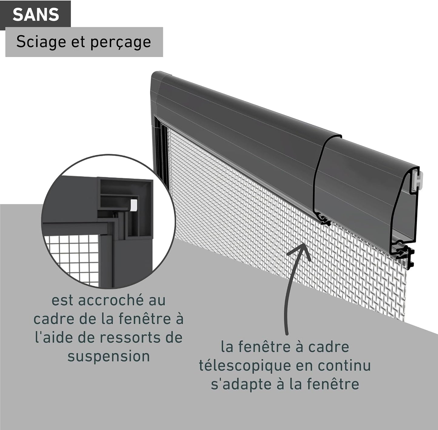  Windhager Moustiquaire Cadre Flexi Fit Pour Fenetres, Fenêtres Télescopiques Sans Scies, 130 X 150 Cm, Anthracite