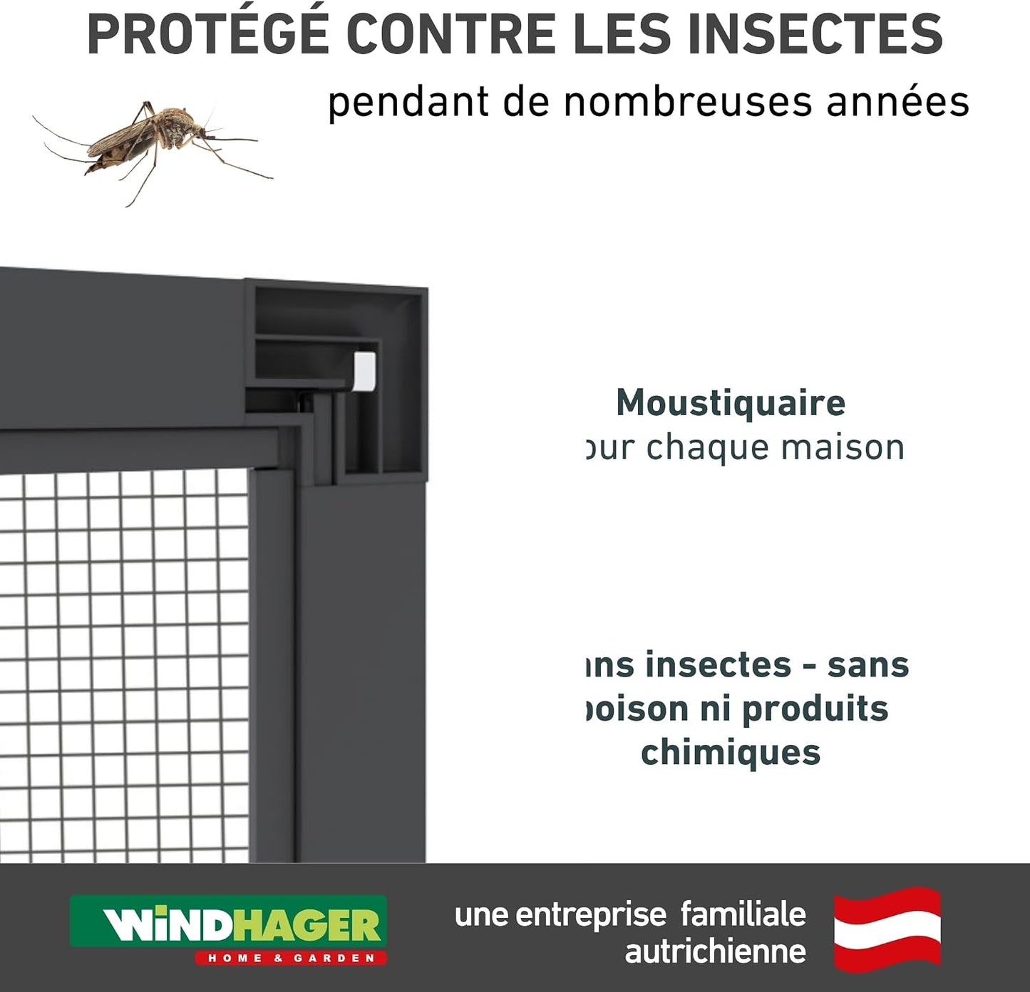  Windhager Moustiquaire Cadre Flexi Fit Pour Fenetres, Fenêtres Télescopiques Sans Scies, 130 X 150 Cm, Anthracite