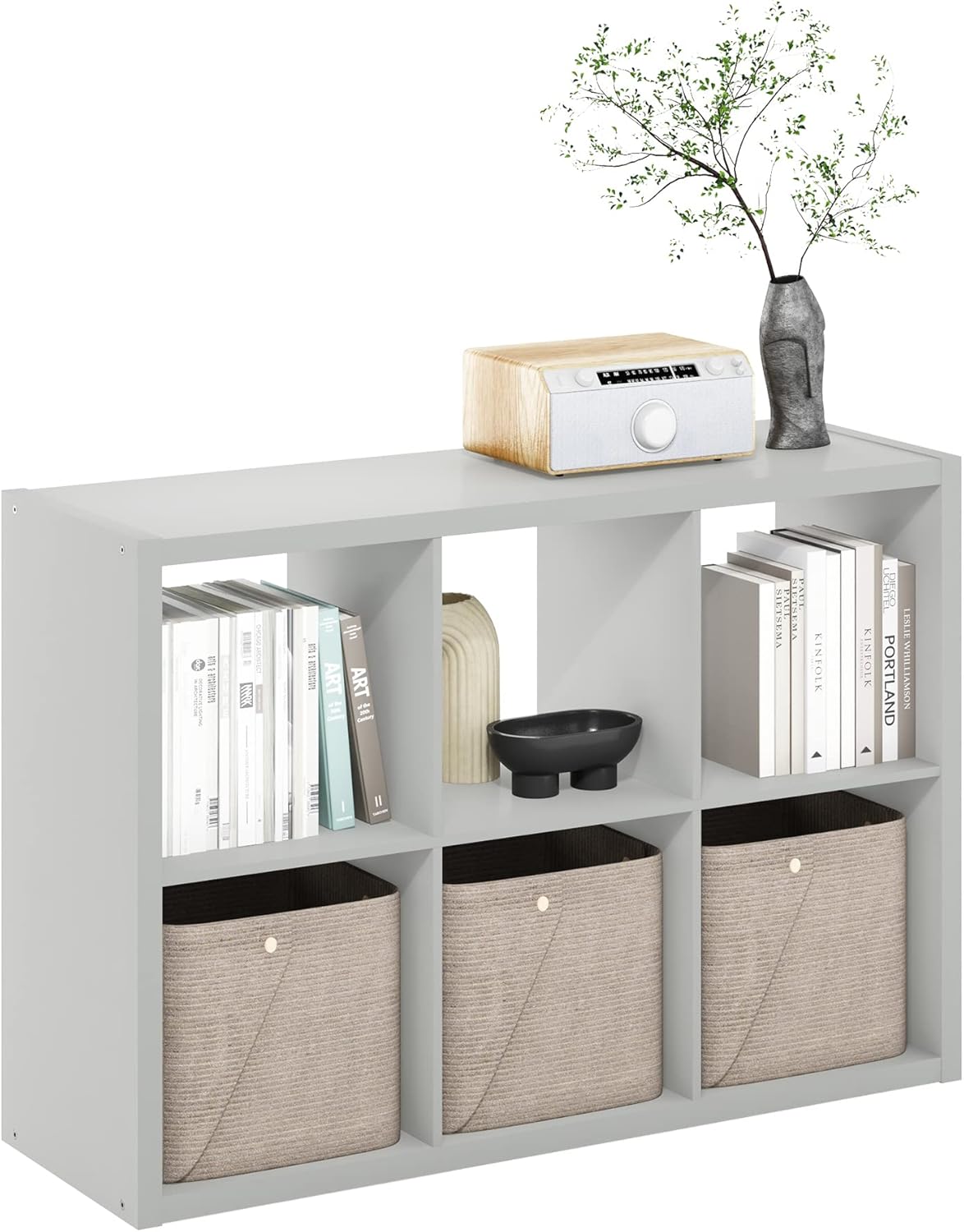  Furinno Cabine De Rangement Décorative à Dos Ouvert à 2 Cubes, Gris Clair