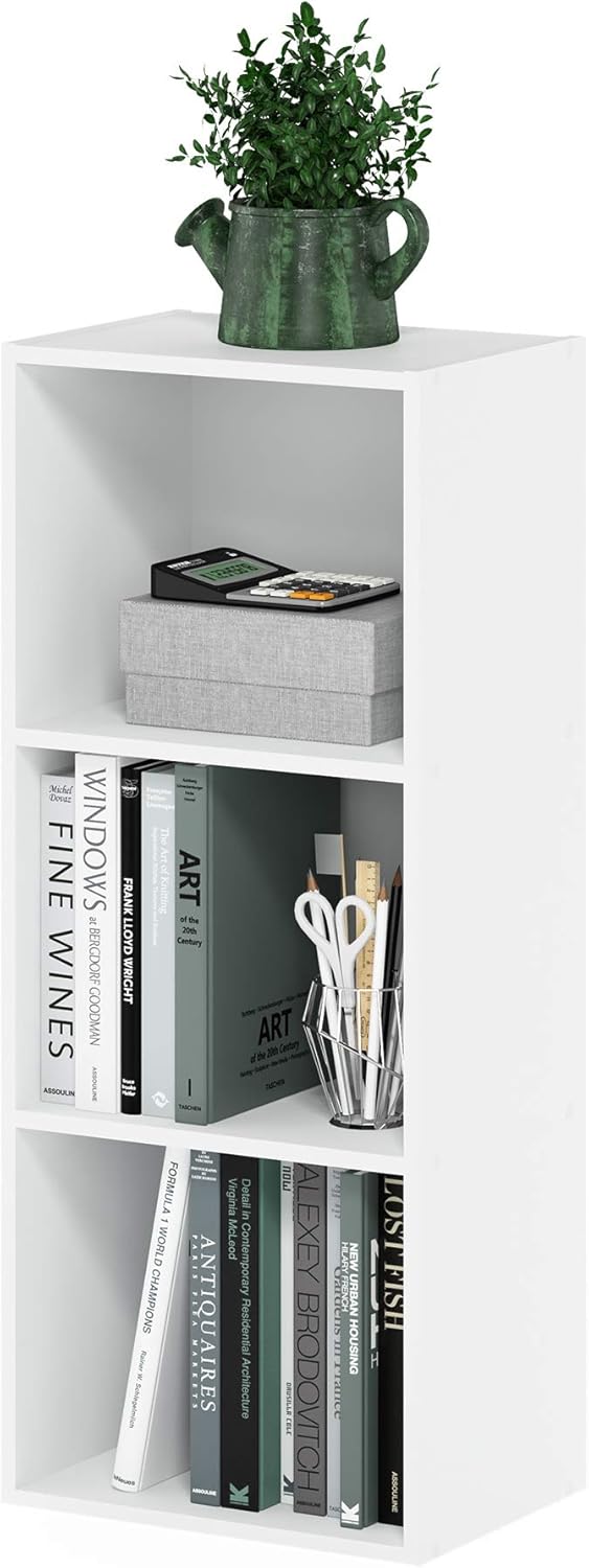  Furinno Luder Bibliothèque Etagère De Rangement Ouverte à 5 Cubes, Blanc/Bleu Clair