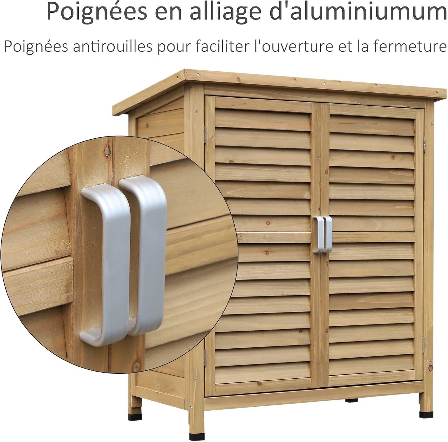  Outsunny Armoire De Jardin Abri Jardin Remise Pour Outils Sur Pied Dim. 87L X 46,5l X 96,5H Cm étagère Portes Persiennes Toit Bitumé Jaune