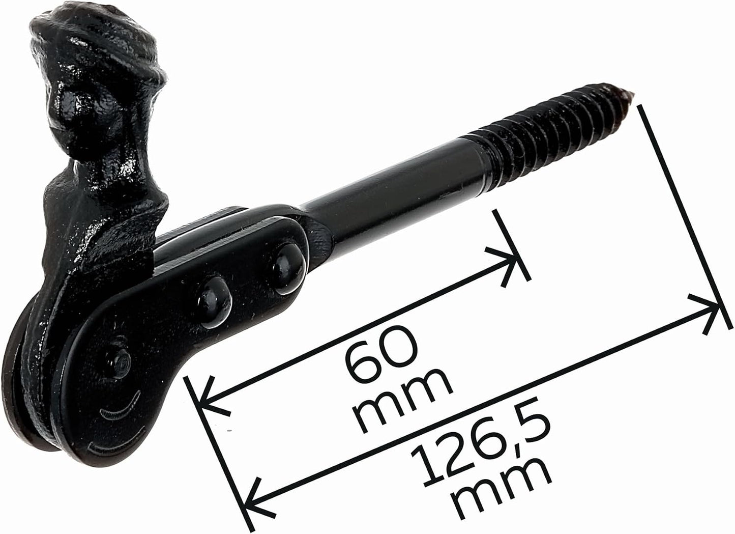 Alberts 307486 Shepherdess Head Shutter Stop | Screw Or Seal | Black Lacquered | 126.5 Mm | Set Of 3 Pieces