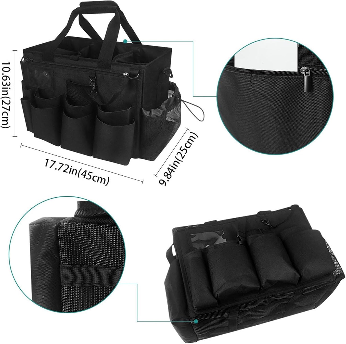  Générique Sacs De Nettoyage Pour Femmes De Ménage | Pliant Pour Entretien Ménager,Porte-Outils Mesh Respirant Imperméable Avec Poignée Bretelle Pour Chiffons Époussetage Cuisine