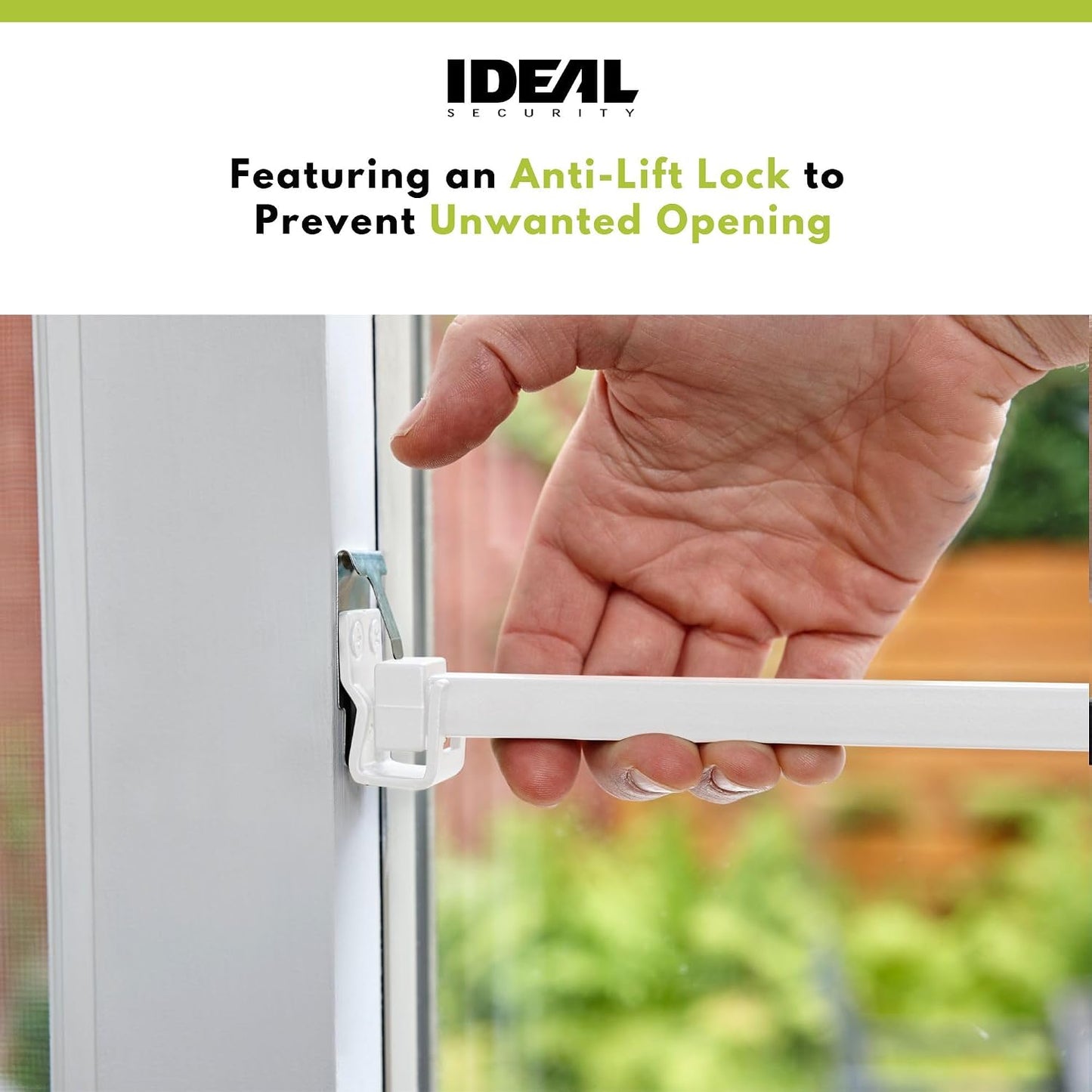  Ideal Security BK111W Adjustable Security Bar For Patio Or Window Door With Child Safety Lock, White, 40-68 Cm