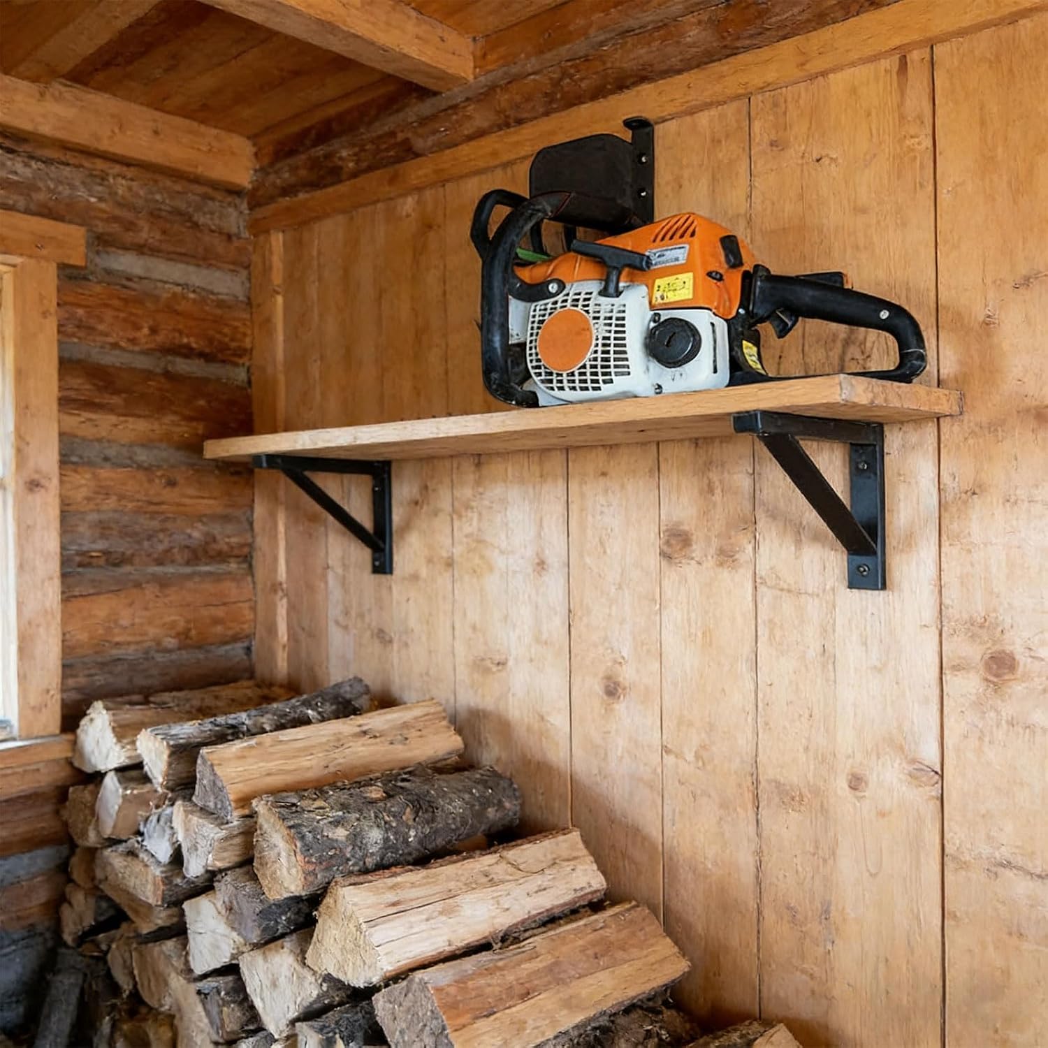  Support Mural Robuste Antirouille Pour Tronçonneuse Pour Un Rangement Sécurisé, Gain De Place Et Sécurité Dans Le Garage, Atelier, étagère Murale Efficace Pour Tronçonneuse Avec Utilisation En