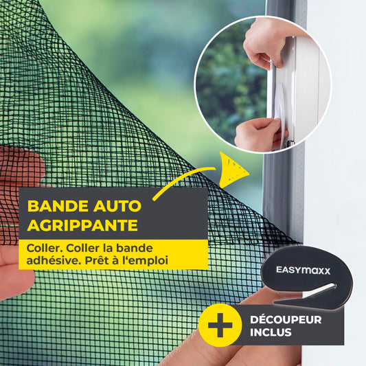  EASYmaxx Moustiquaire Pour Fenêtre Avec Bande Auto-agrippante | Découpable Jusqu’à 130 X 150 Cm | Montage Facile – Sans Percer Ni Visser | Filet Anti-insectes Autocollant - 1 Pièce [Noir]