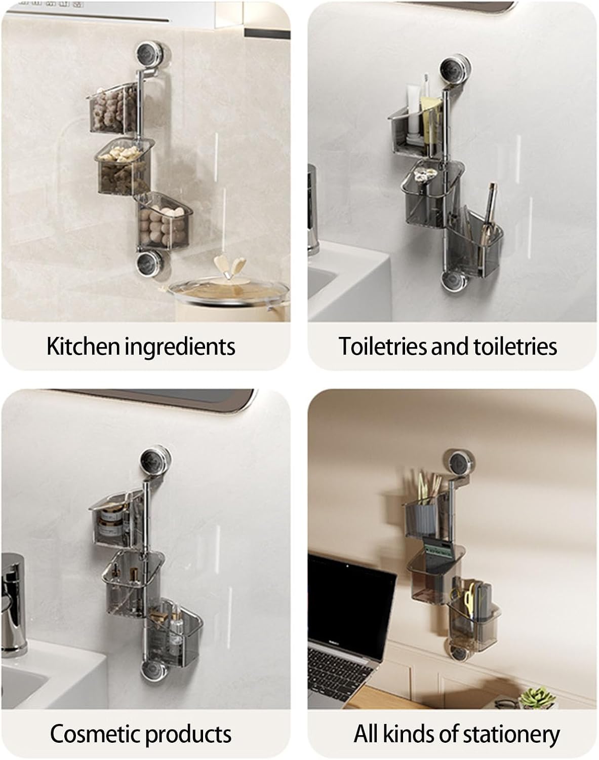  Panier De Rangement Mural Adhésif Multifonction Pour Cuisine, Salle De Bain, Outil De Déverrouillage, Libération Des Dommages, Optimisation De L'espace Avant, Panier Mural à Ventouse Pour