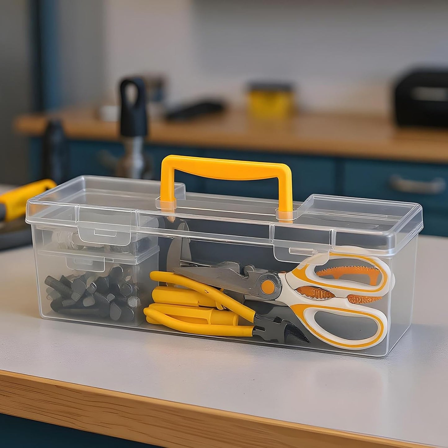  Boîte De Rangement D'outils, Organisateur De Stockage De Quincaillerie, Coffret De Rangement Transparent Avec Compartiments Pour Écrous Boulons Électronique Borne Marqueur Cliquet Pince Clé Et