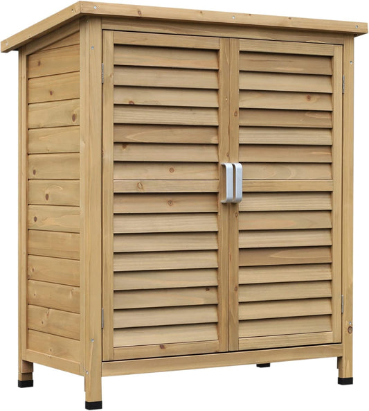  Outsunny Armoire De Jardin Abri Jardin Remise Pour Outils Sur Pied Dim. 87L X 46,5l X 96,5H Cm étagère Portes Persiennes Toit Bitumé Jaune
