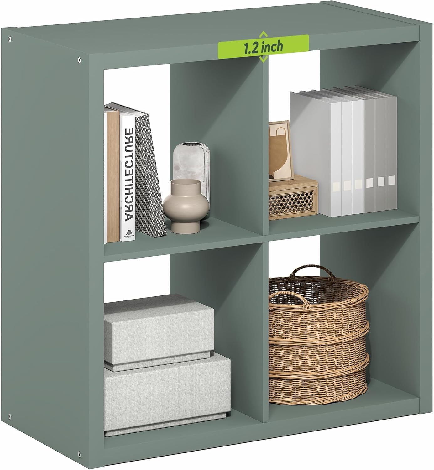  Furinno Cabine De Rangement Décorative à Dos Ouvert à 4 Cubes, Chêne Foncé